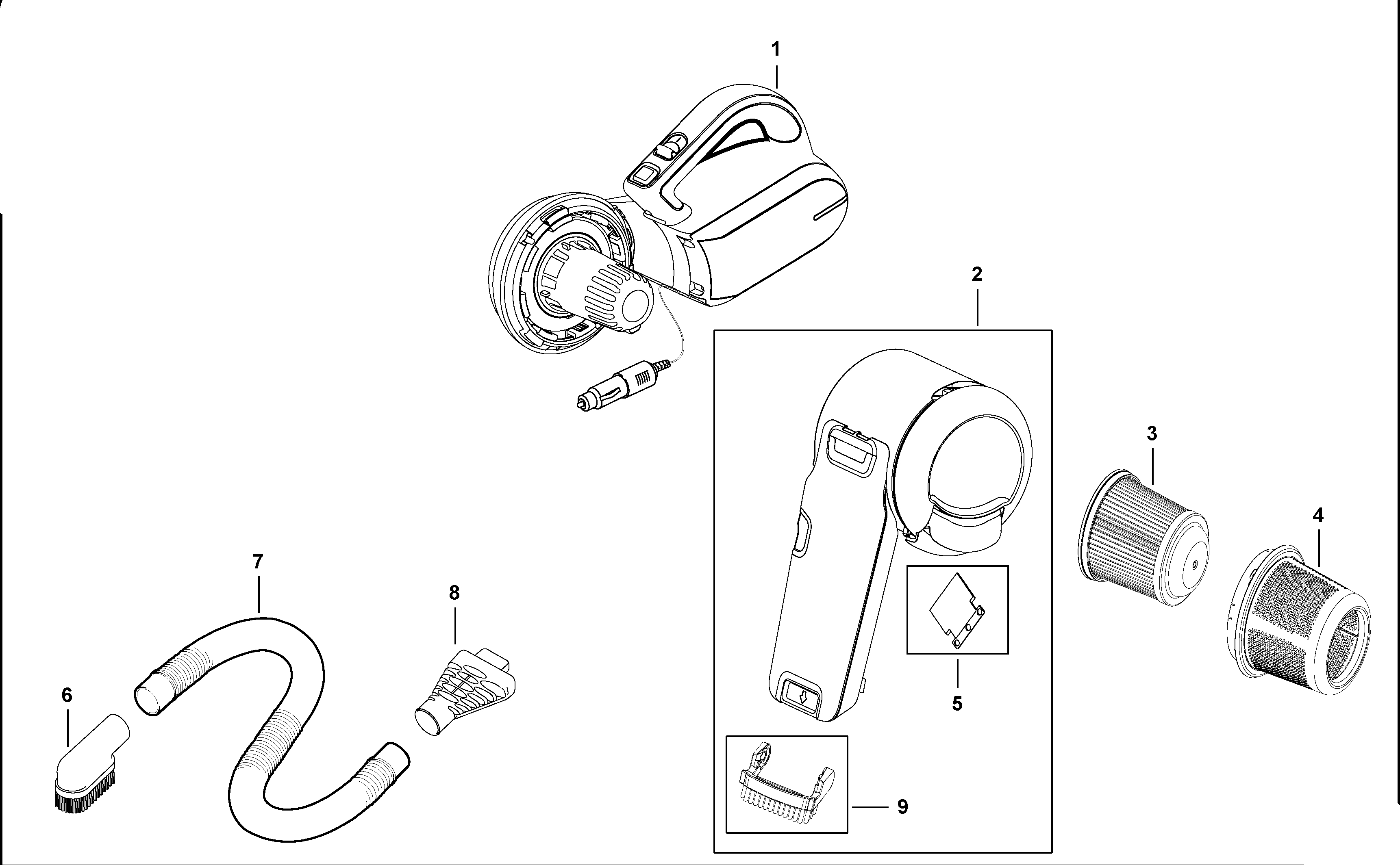 Black Decker Bdcar1200 xj Dustbuster Pivot Auto Car Vacuum Spare